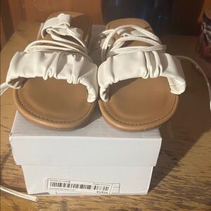 White Ruched Sandals